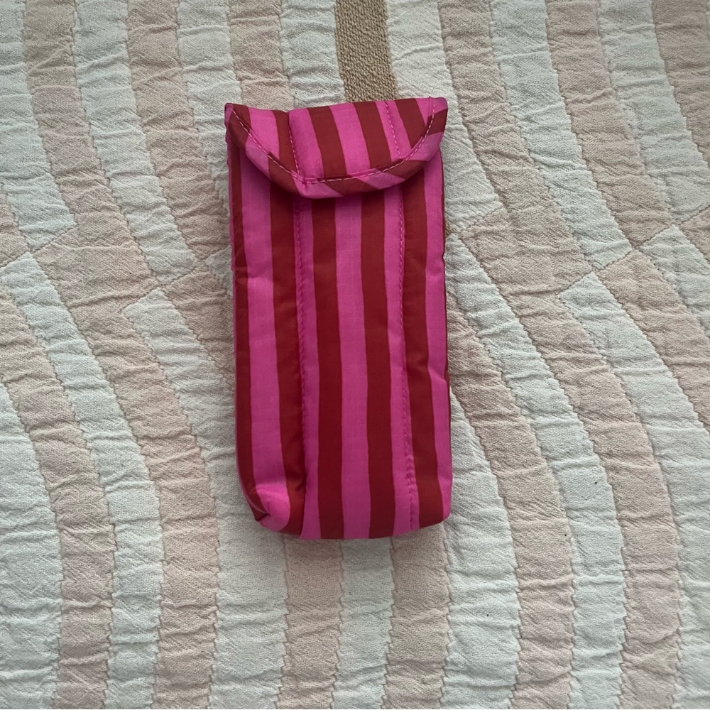Baggu red/pink stripe glasses case